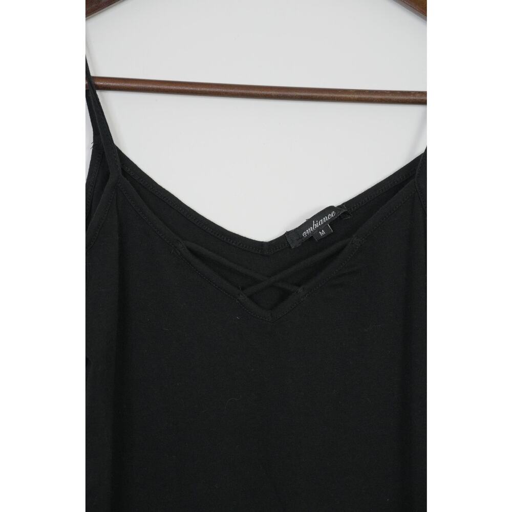 Ambiance Cold Shoulder Top Kids Medium Black Lattice V-Neck Strappy Tee - Picture 3 of 4